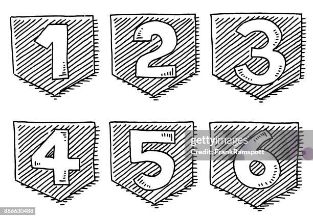 ilustrações de stock, clip art, desenhos animados e ícones de number stickers from 1 to 6 drawing - numero 2