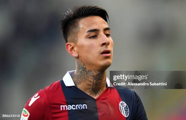 Farfan Erick Antonio Pulgar of Bologna FC looks on during the Serie A match between Bologna FC and Cagliari Calcio at Stadio Renato Dall'Ara on...