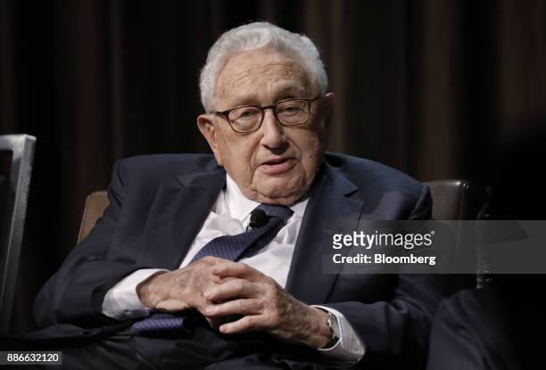 Henry Kissinger, former U.S. Secretary of state, speaks during an Economic Club of New York event in New York, U.S., on Tuesday, Dec. 5, 2017....