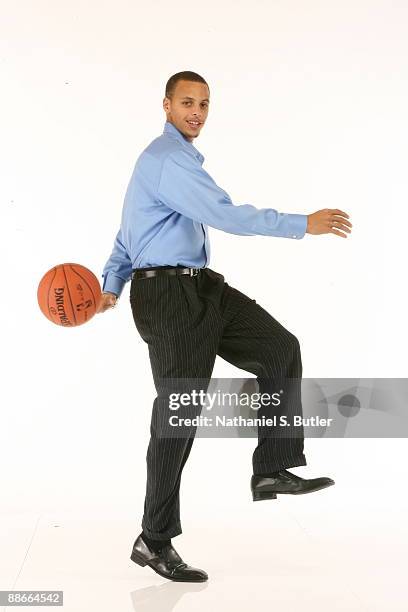 Stephen Curry, NBA Draft Prospect poses for a portrait during media availability for the 2009 NBA Draft at The Westin Hotel in Times Square on June...