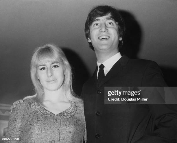 Musician, singer and songwriter John Lennon of British rock group the Beatles with his first wife Cynthia during the launch of his book 'In His Own...
