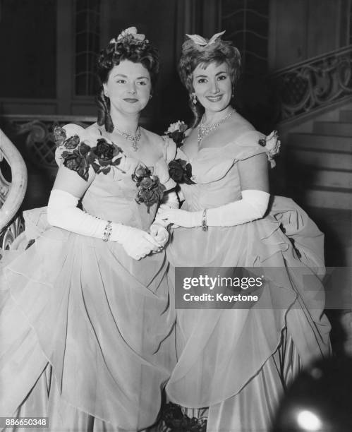 British soprano Marion Studholme and Australian soprano June Bronhill , who both play the role of Adele in the Sadler's Wells production of Johann...
