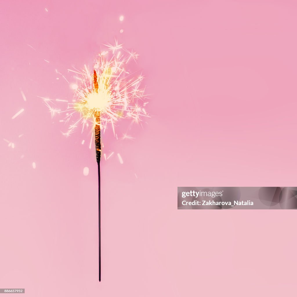 Festive Merry Christmas sparklers. Golden Magic Sparkling beautiful card, sparkles or bengal lights