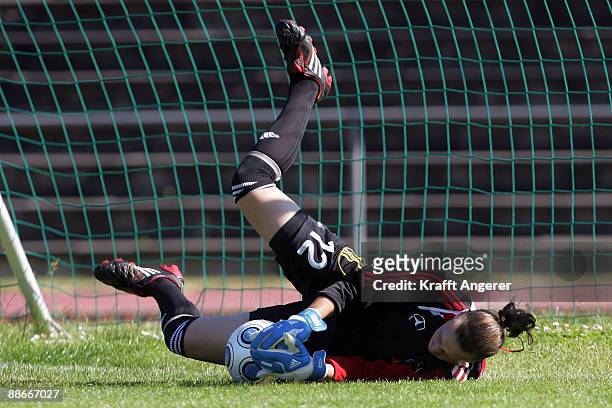 Almut Schulth of Germany in action prior to the U19 Women International Friendly match between Germany and England at the Stadion Flensburg on June...