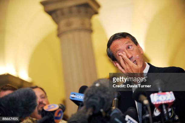 South Carolina Gov. Mark Sanford speaks during a press conference at the State Capitol June 24, 2009 in Columbia, South Carolina. Sanford admitted to...