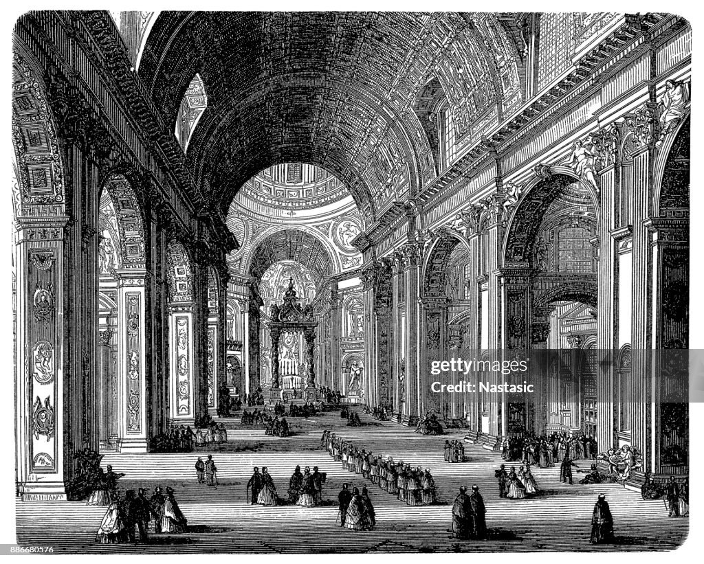 Saint Peter's Basilica interior, Rome, Italy