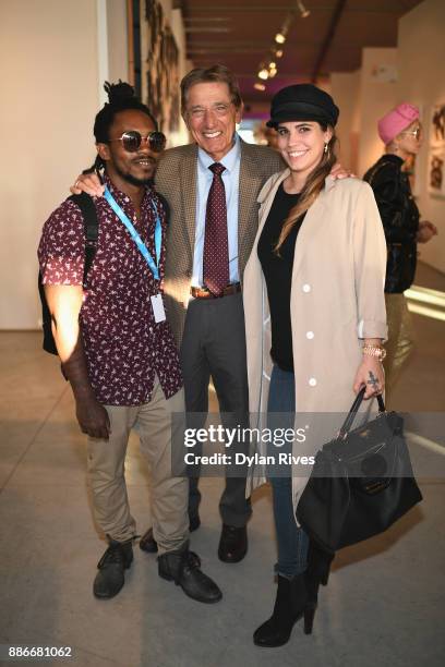 Edwin Baker III, Joe Namath and Olivia Namath attend the Art Miami CONTEXT 2017 at Art Miami Pavilion on December 5, 2017 in Miami, Florida.