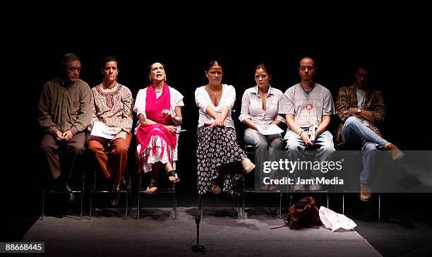 Women Without Fear's group, (L-R Fernando Becerril, Begona Lecumberri, Ofelia Medina, Carmen Huete, Teresa Ruiz, Humberto Robles and Victor...