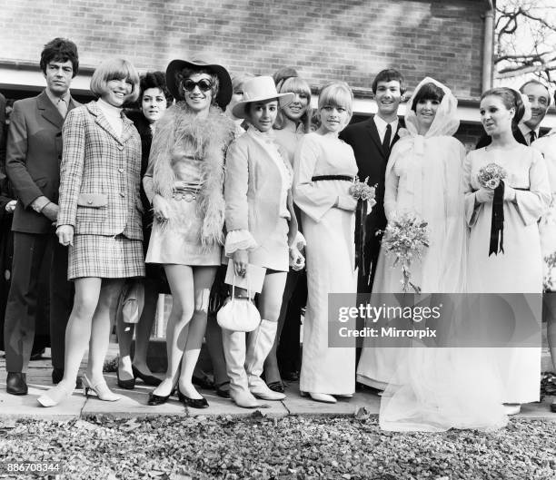 The wedding of Paul Atkinson, lead guitarist of English pop group The Zombies, to Molly Molloy, an American dancer, at the Presbyterian Church in...