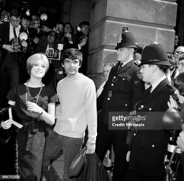 Photographer David Bailey, 27 years old, marries French actress Catherine Deneuve, aged 21 years, at St Pancras Registry Office, 18th August 1965.