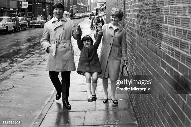 Jimmy Tarbuck in Great Yarmouth with his wife Pauline and their daughter Cheryl, 5. Jimmy didn't know for sure at 4pm if he was getting the Palladium...