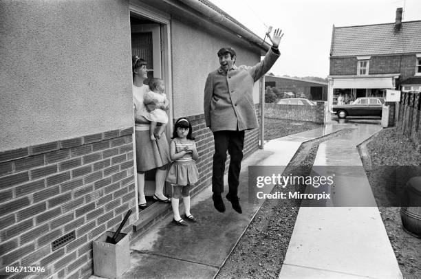 Jimmy Tarbuck in Great Yarmouth with his wife Pauline and their daughters Cheryl and Liza, 7 months. Jimmy didn't know for sure at 4pm if he was...