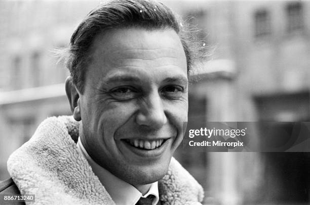 Presenter David Attenborough walking to work on a snowy morning the day after his appointment as controller of BBC2, 4th March 1965.