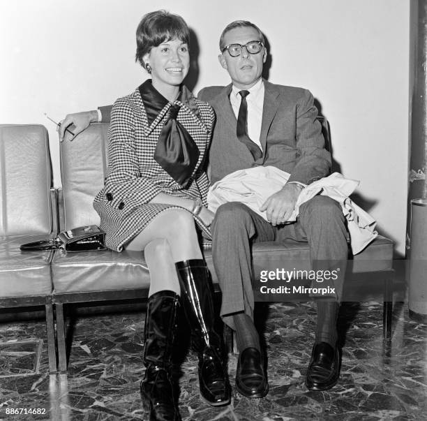 American actress Mary Tyler Moore, pictured at Heathrow with her husband Grant Tinker, Vice President of Universal Television. She is in the UK for...
