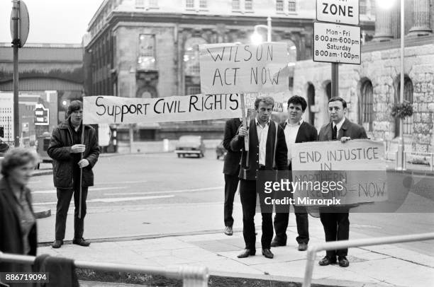 Irish demonstration in Victoria Square, Birmingham, West Midlands, 13th August 1969.