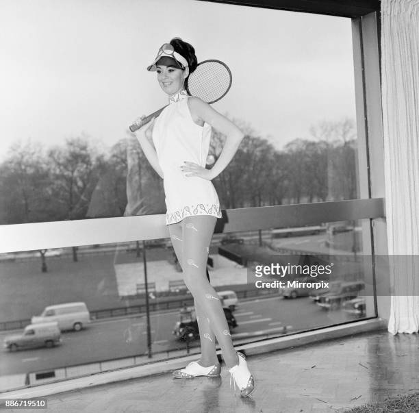 Ted Tinling designed 1967 Tennis Wear Fashion Collection, London, 5th January 1967. Our Picture Shows Giovana Caruso wearing polo neck and slashed...