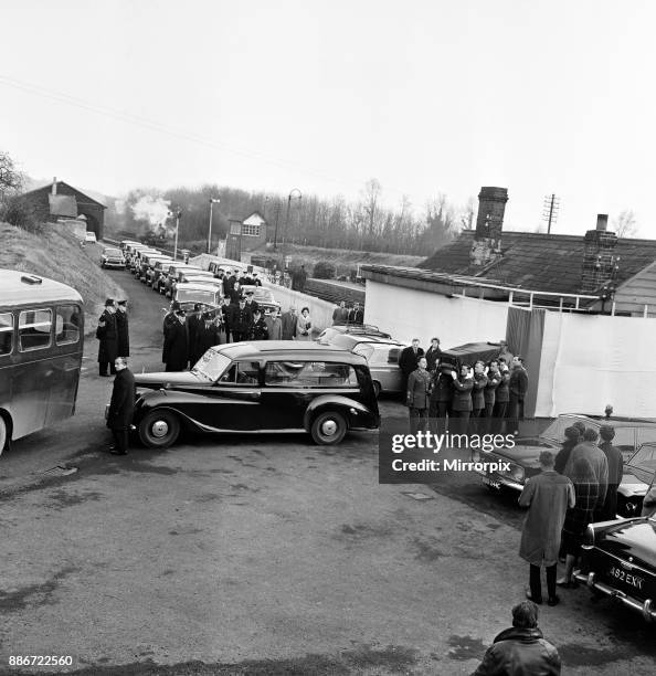Full scale rehearsal of Sir Winston Churchill's funeral is carried out in Oxfordshire. The scene at Hanborough Station, villagers watch the...