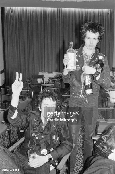 The Sex Pistols, 10th March 1977. Picture shows Johnny Rotten and Sid Vicious Picture taken 10th March 1977.