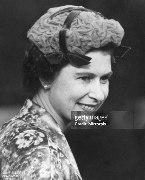 Queen Elizabeth II pictured during two day visit to the welsh capital, Cardiff, Wales, Friday 5th August 1960. Out Picture Shows The Queen at Royal...