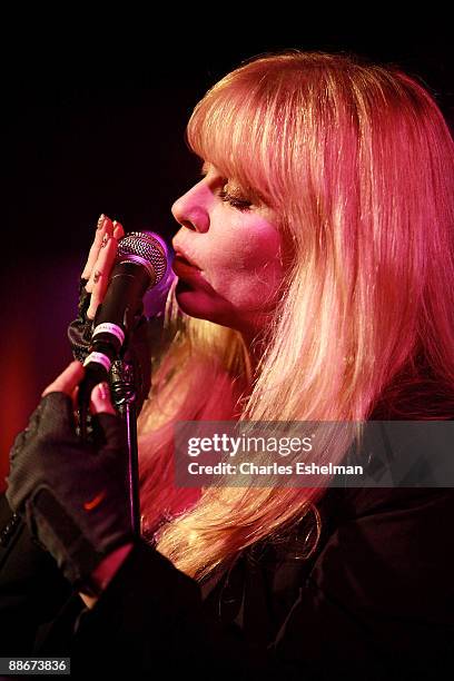 Singer Bebe Buell performs her new song "Air Kisses for the Masses" at the Hiro Ballroom at The Maritime Hotel June 24, 2009 in New York City.