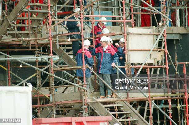 Prince Philip, Duke of Edinburgh, at Trafalgar John Brown Offshore module yard at Port Clarence, 17th July 1995.