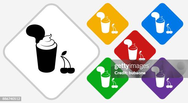 cherry and milkshake color diamond vector icon - yellow smoothie stock illustrations