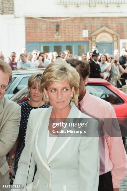 Princess Diana, keeps her first engagement as a divorced woman, for a visit to the English National Ballet HQ, South Kensington, London, Wednesday...