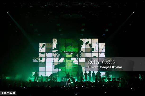 Gorillaz perform at The O2 Arena on December 5, 2017 in London, England.