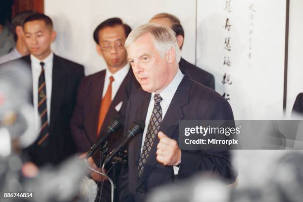 Chris Patten, the 28th and last Governor of Hong Kong, prepares for the official handover of the territory to China as the 99 year lease officially...