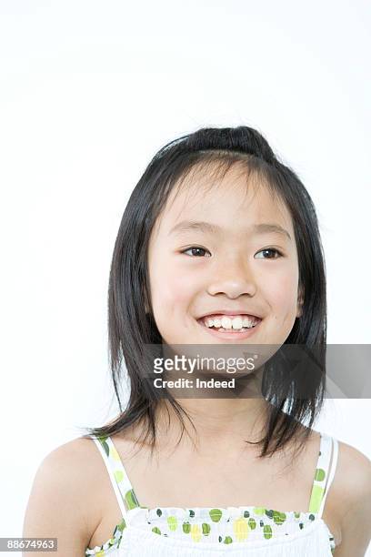 portrait of japanese girl (8-9 years), smiling - 8 9 years stock pictures, royalty-free photos & images