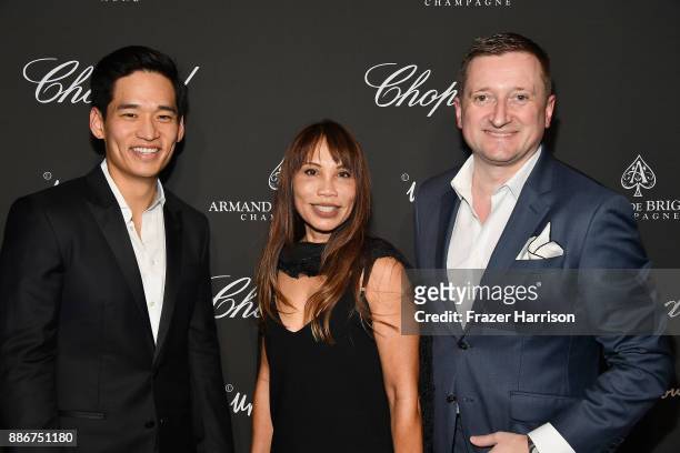 Eric Kim; Mollie Scott and Armand de Brignac CEO Sebastien Besson attend Creatures Of The Night Late-Night Soiree Hosted By Chopard And Champagne...