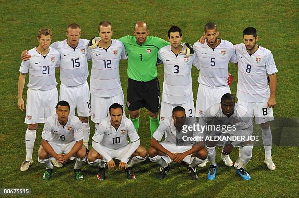 Defender Jonathan Spector, US defender Jay DeMerit, US midfielder Michael Bradley, US goalkeeper Tim Howard, US defender Carlos Bocanegra, US...