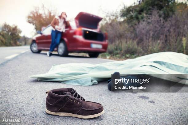 female involved in fatal automobile accident feeling depressed - of dead people in car accidents stock pictures, royalty-free photos & images