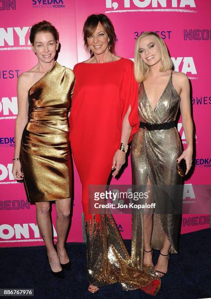Julianne Nicholson, Margot Robbie and Allison Janney attend the Los Angeles Premiere Of "I, Tonya" at the Egyptian Theatre on December 5, 2017 in...