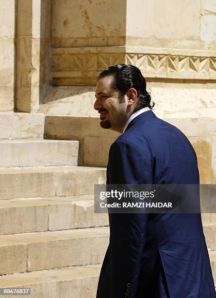 Lebanese MP Saad Hariri arrives at the Lebanese Parliament for the election of the house speaker in Beirut on June 25, 2009. Shiite leader Nabih...