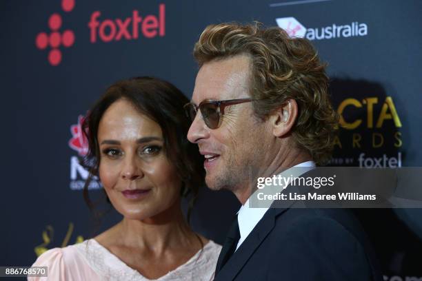 Rebecca Rigg and Simon Baker attend the 7th AACTA Awards Presented by Foxtel | Ceremony at The Star on December 6, 2017 in Sydney, Australia.