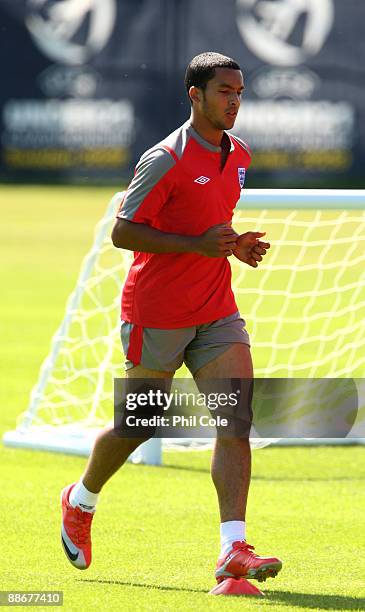 Theo Walcott of England during a training session at the Ovrevi, on June 25, 2009 in Tvaaker, Sweden