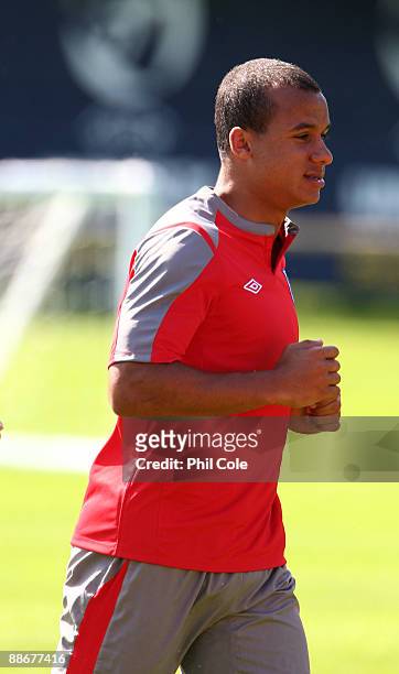 Gabriel Agbonlahor of England during a training session at the Ovrevi, on June 25, 2009 in Tvaaker, Sweden