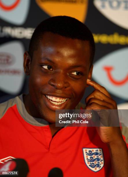 Chinedum Onuoha of England during a press conference at the Ovrevi, on June 25, 2009 in Tvaaker, Sweden