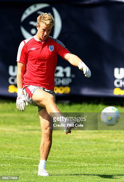 Joe Hart of England during a training session at the Ovrevi, on June 25, 2009 in Tvaaker, Sweden