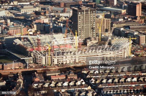 Aerial views of the Millennium Stadium under construction, 9th February 1999.
