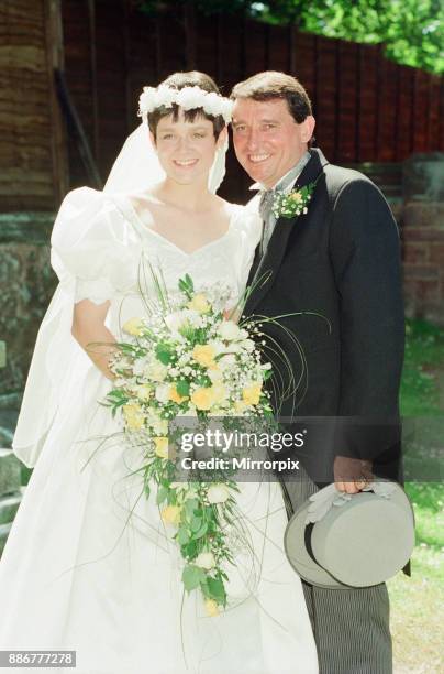 Graham Taylor, new England manager is pictured at the wedding of his daughter, Karen Taylor aged 21, St Peters Church, Little Aston, Birmingham,...