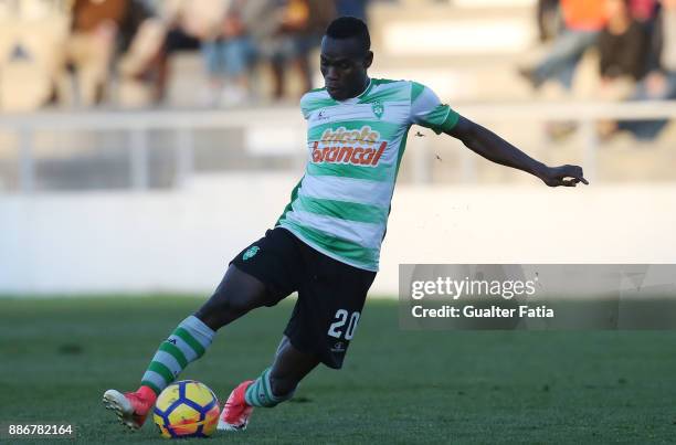 Covilha forward Sodiq Fatai from Nigeria in action during the Segunda Liga match between CD Cova da Piedade and SC Covilha at Estadio Municipal Jose...