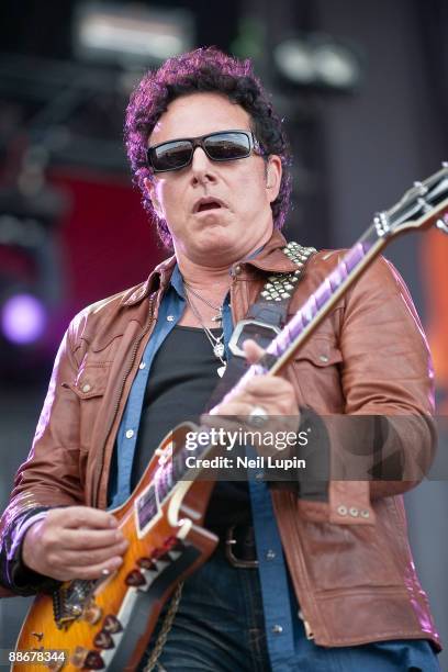 Neal Schon of Journey performs on the main stage on day 3 of the Download Festival at Donington Park on June 14, 2009 in Donington, England.