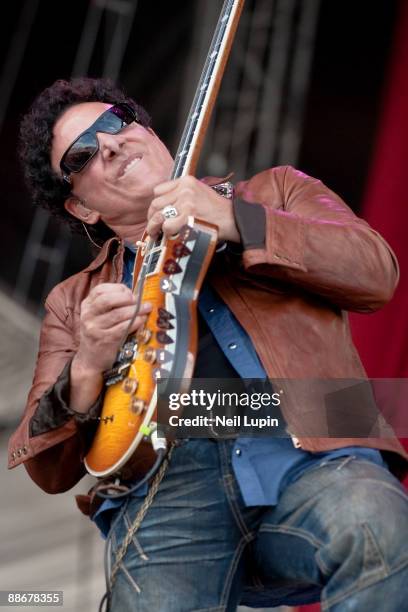 Neal Schon of Journey performs on the main stage on day 3 of the Download Festival at Donington Park on June 14, 2009 in Donington, England.