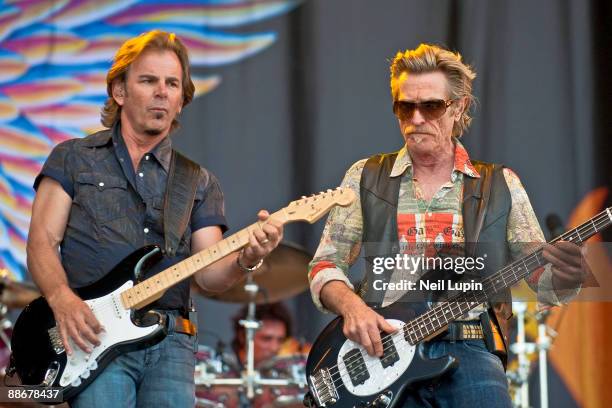 Jonathan Cain and Ross Valory of Journey perform on the main stage on day 3 of the Download Festival at Donington Park on June 14, 2009 in Donington,...