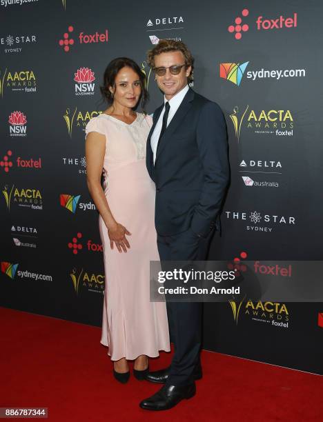 Rebecca Rigg and Simon Baker pose during the 7th AACTA Awards at The Star on December 6, 2017 in Sydney, Australia.