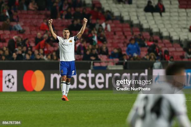 Fc Basel defender Marek Suchy from Czech Republic celebrating after the end of the match during the match between SL Benfica v FC Basel UEFA...