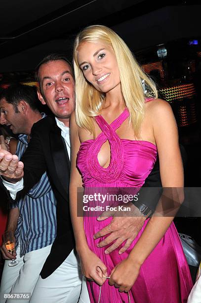 Thomas Leclercq and Magda Lenova attend the Massimo Gargia and Monika Bacardi Birthday Party at the VIP Room St Tropez Club on August 20, 2008 in St...