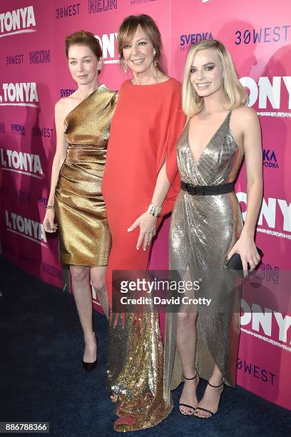 Julianne Nicholson, Allison Janney and Margot Robbie attend the Los Angeles Premiere Of "I, Tonya" - Arrivals on December 5, 2017 in Hollywood,...